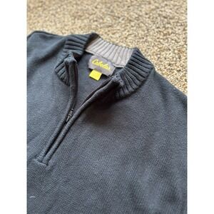 Cabelas Men's Black 1/4 Zip Sweater 2XL 100% Cotton A27